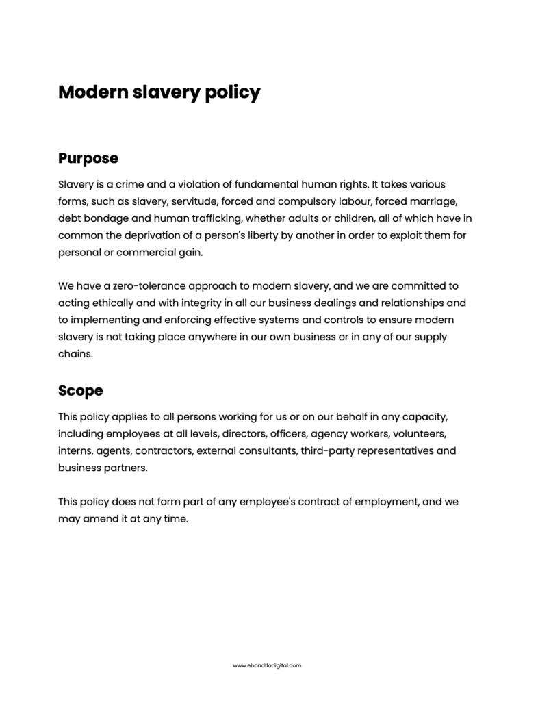 modern slavery policy